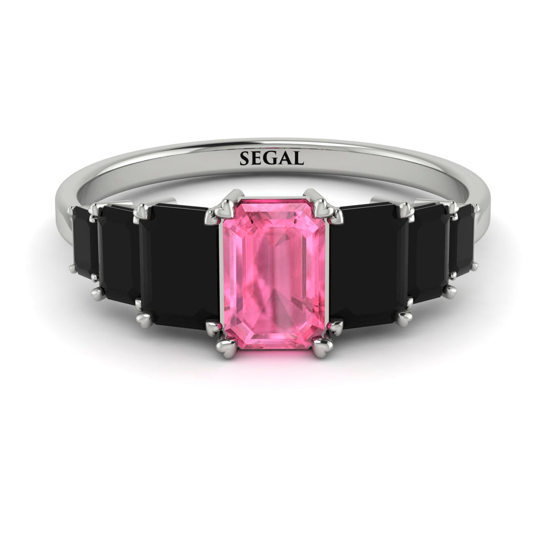 Emerald Cut Pink Moissanite Geometrical Ring - Briella No. 809