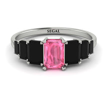 Emerald Cut Pink Moissanite Geometrical Ring - Briella No. 809 image 1