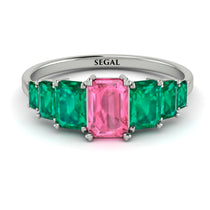 Emerald Cut Pink Moissanite Geometrical Ring - Briella No. 806 image 1