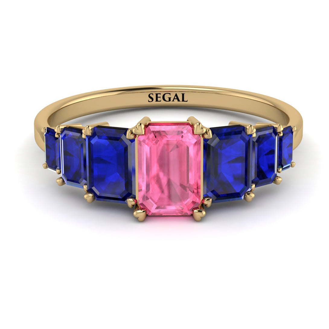Emerald Cut Pink Moissanite Geometrical Ring - Briella No. 813