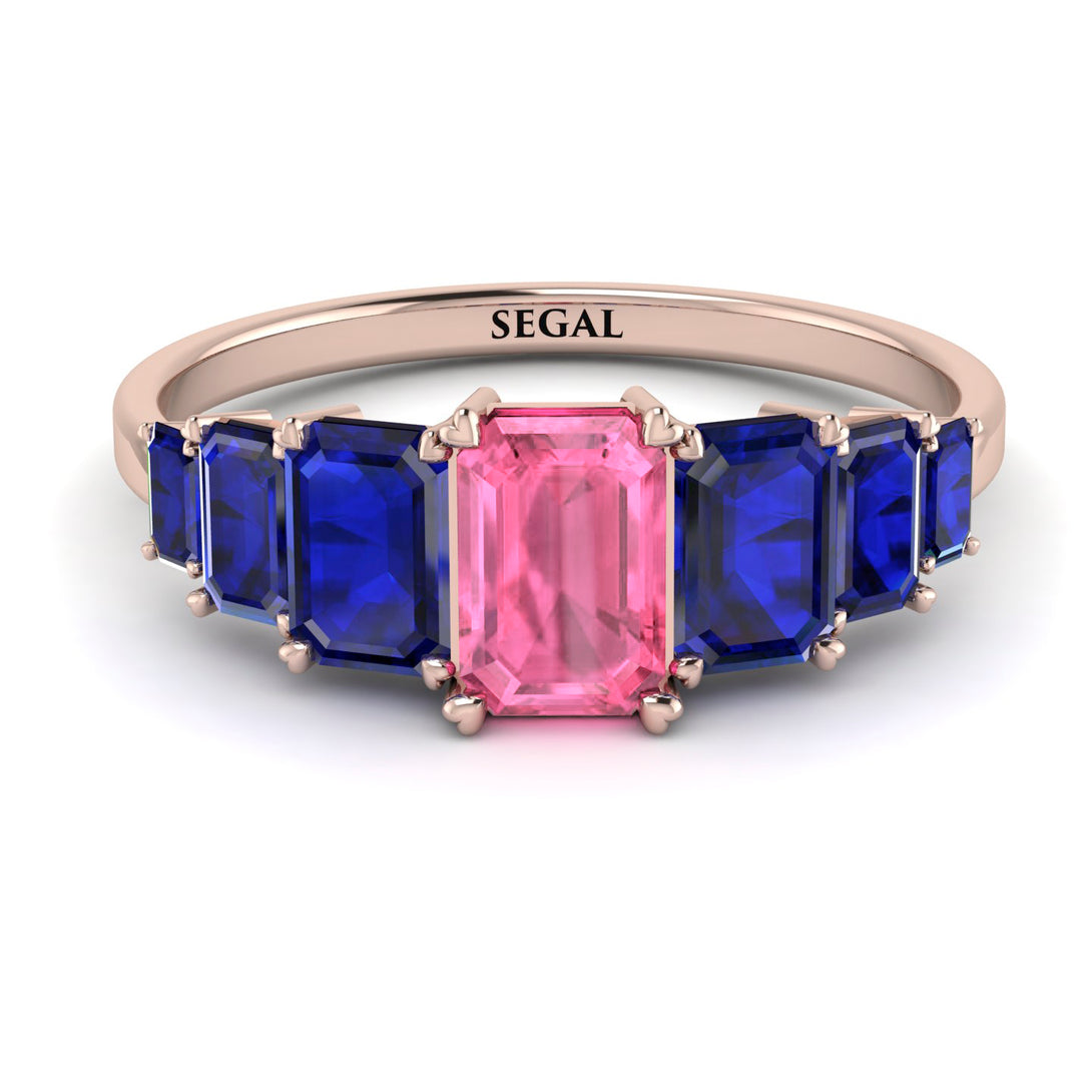 Emerald Cut Pink Moissanite Geometrical Ring - Briella No. 814