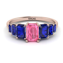 Emerald Cut Pink Moissanite Geometrical Ring - Briella No. 814 image 1