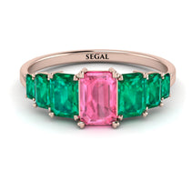 Emerald Cut Pink Moissanite Geometrical Ring - Briella No. 805 image 1