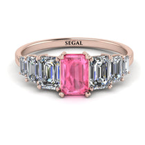 Emerald Cut Pink Moissanite Geometrical Ring - Briella No. 802 image 1