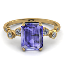 Emerald Cut Tanzanite Ring With Bezel - Alina No. 201 image 1