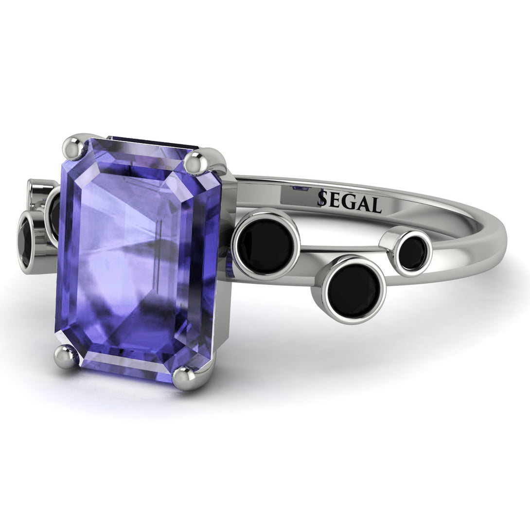 Emerald Cut Tanzanite Ring With Bezel - Alina No. 209
