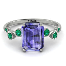 Emerald Cut Tanzanite Ring With Bezel - Alina No. 206 image 1