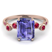 Emerald Cut Tanzanite Ring With Bezel - Alina No. 211 image 1