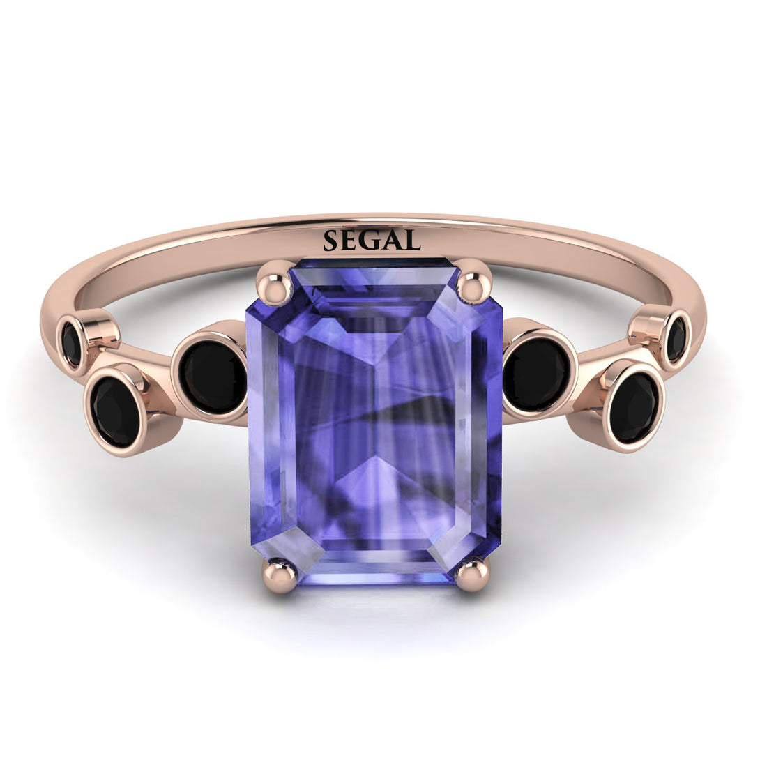 Emerald Cut Tanzanite Ring With Bezel - Alina No. 208