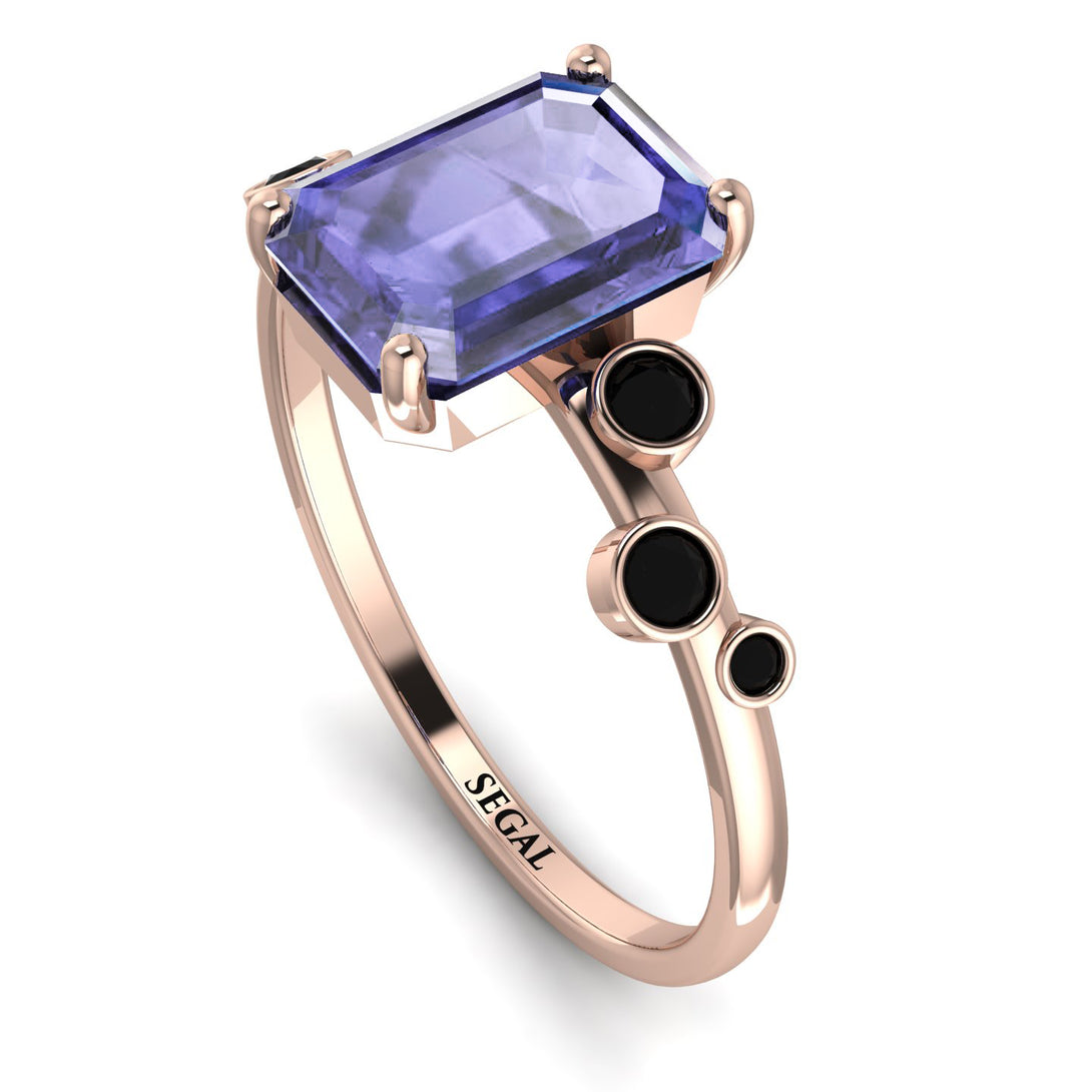 Emerald Cut Tanzanite Ring With Bezel - Alina No. 208