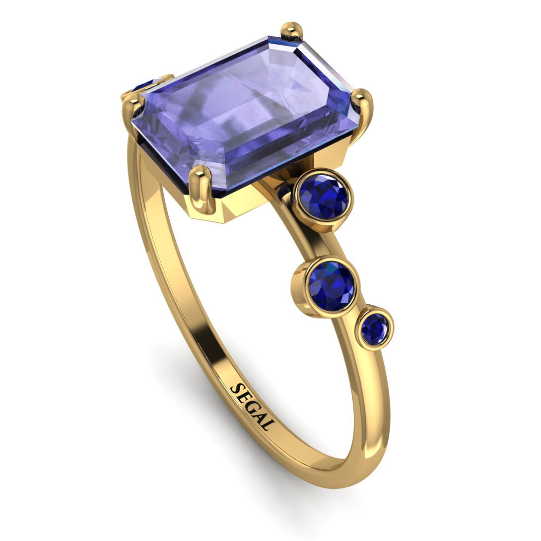 Emerald Cut Tanzanite Ring With Bezel - Alina No. 213