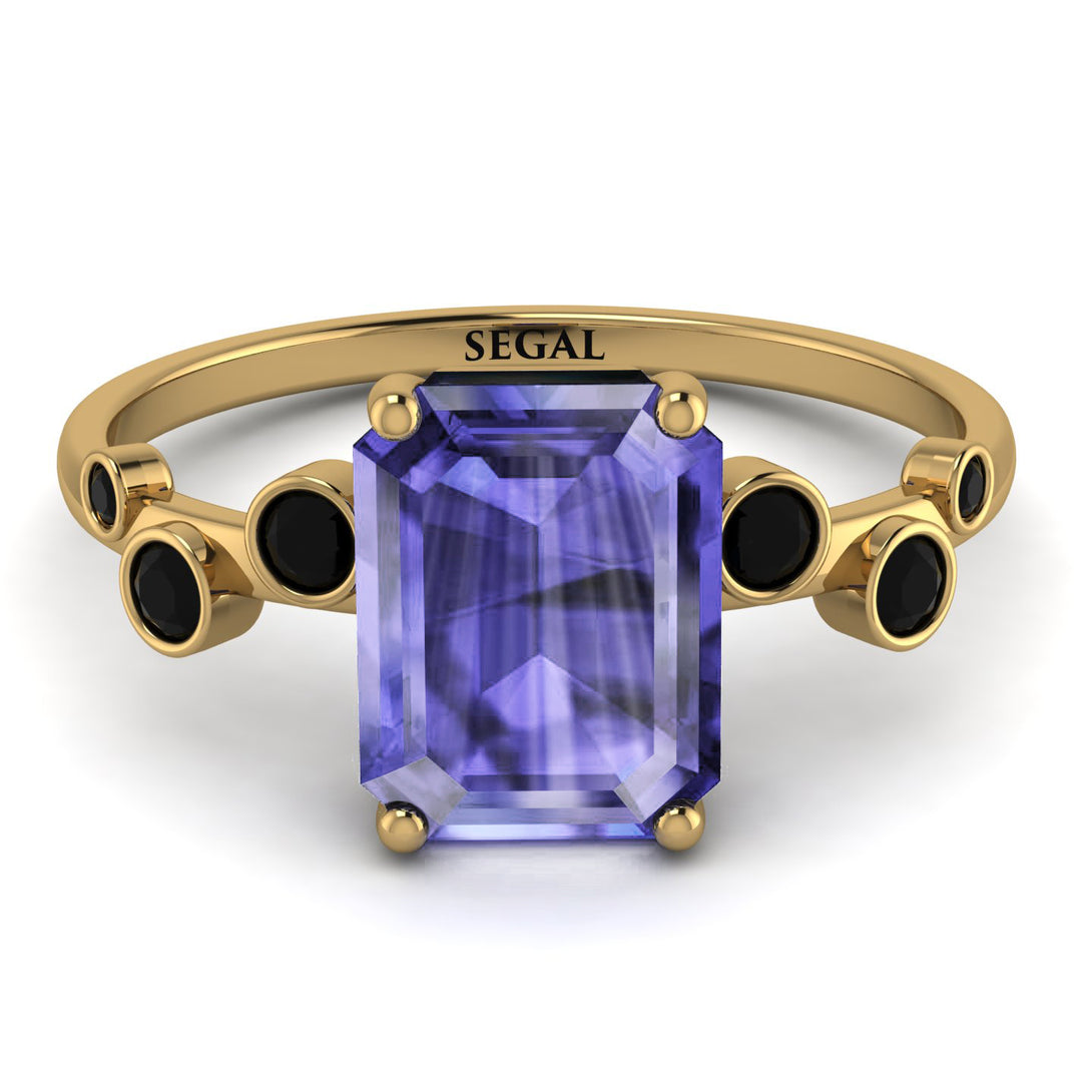Emerald Cut Tanzanite Ring With Bezel - Alina No. 207