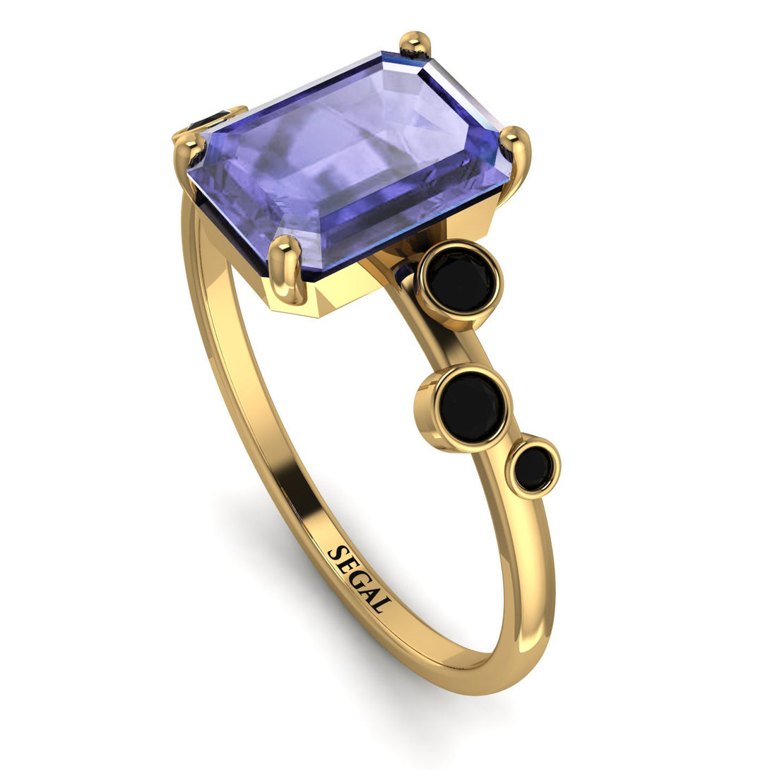 Emerald Cut Tanzanite Ring With Bezel - Alina No. 207