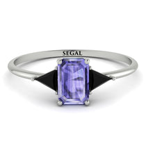 Emerald Cut Tanzanite With Triangles Ring - Remi No. 209 image 1