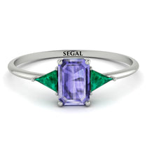 Emerald Cut Tanzanite With Triangles Ring - Remi No. 206 image 1