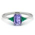 Emerald Cut Tanzanite With Triangles Ring - Remi No. 206