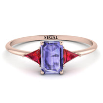 Emerald Cut Tanzanite With Triangles Ring - Remi No. 211 image 1