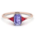 Emerald Cut Tanzanite With Triangles Ring - Remi No. 211