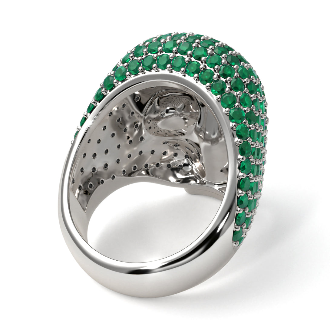 Emerald-Encrusted Skull Men's Fashion Ring - Jules No. 6