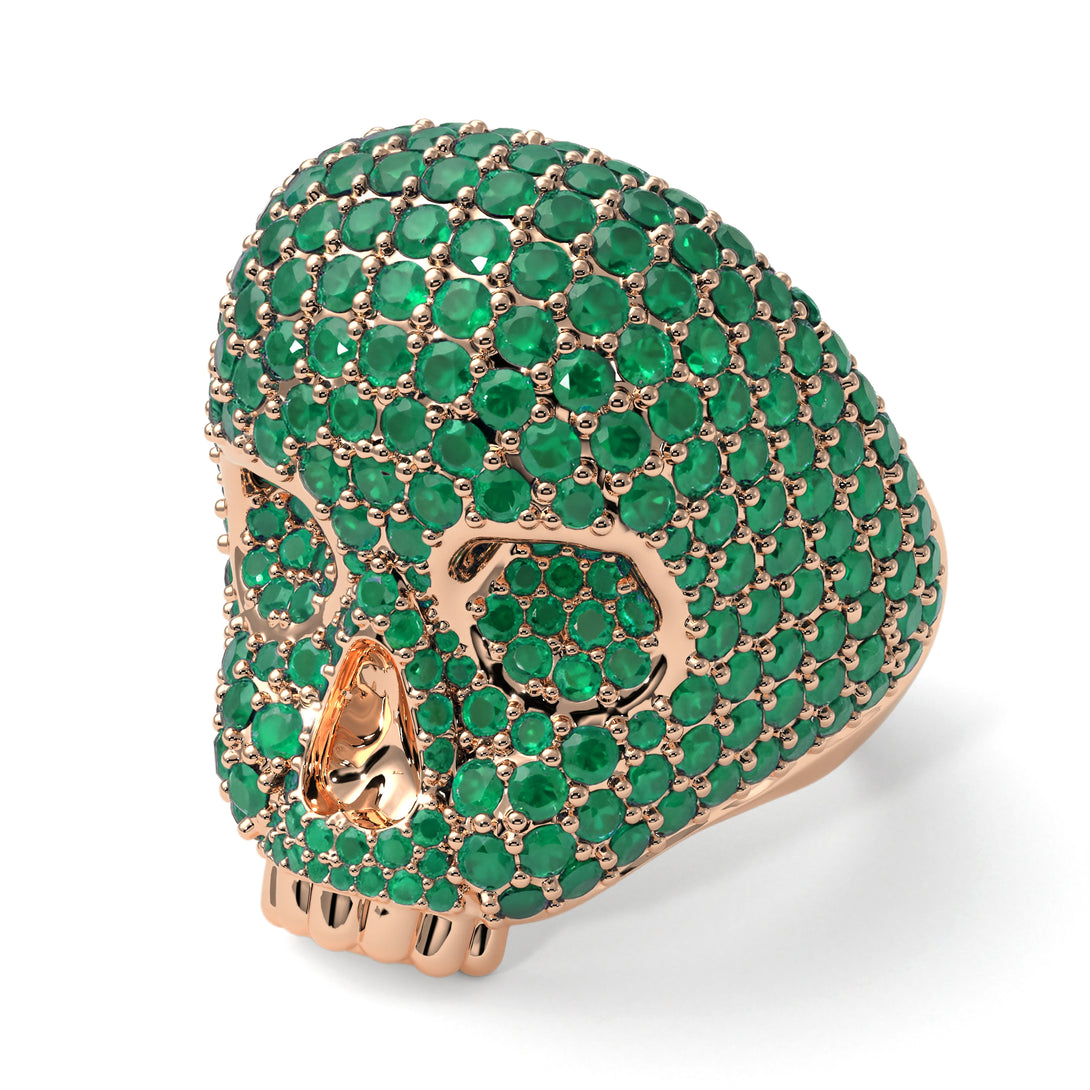 Emerald-Encrusted Skull Men's Fashion Ring - Jules No. 5