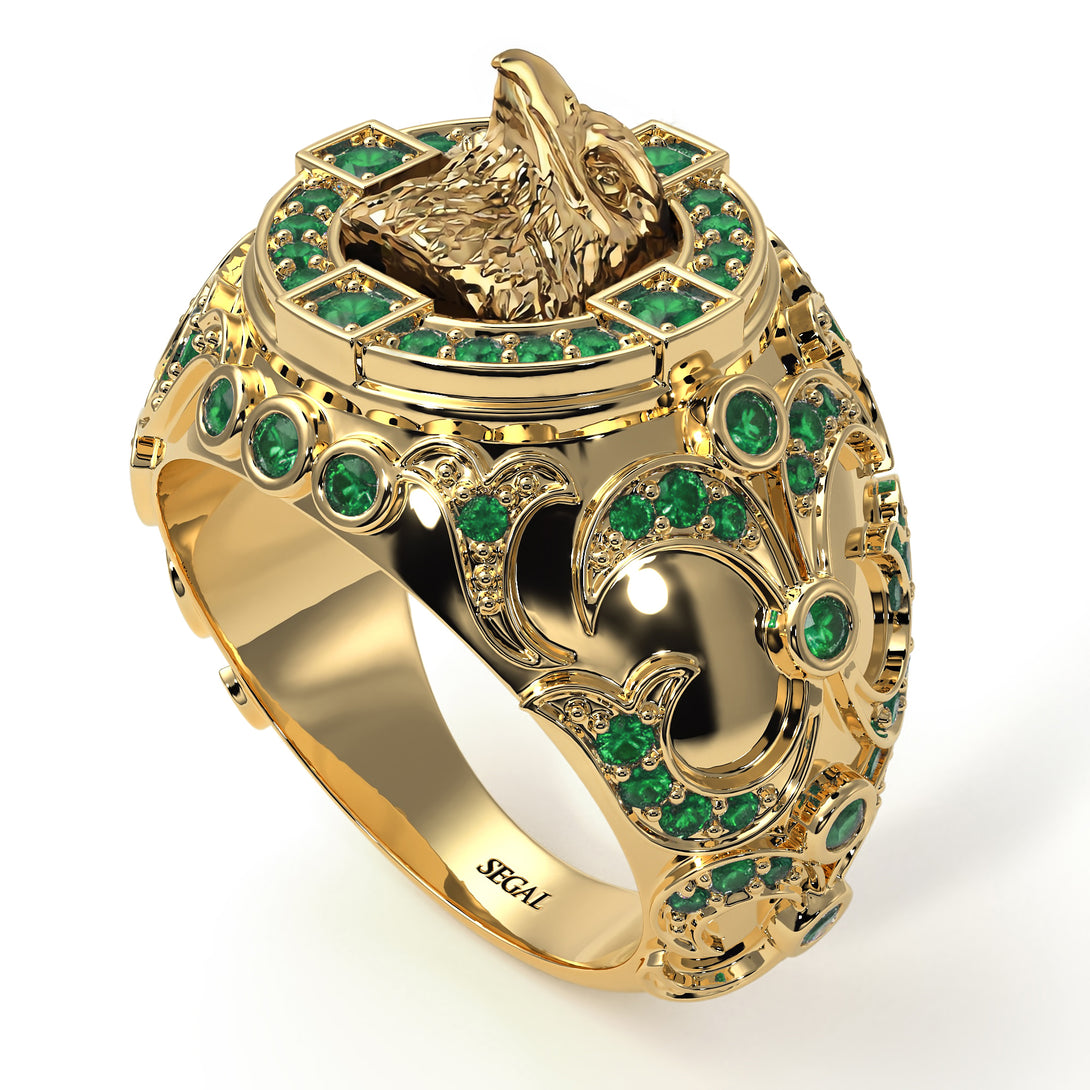 Emerald Majestic Eagle Men’s Fashion Ring - Caleb No. 4