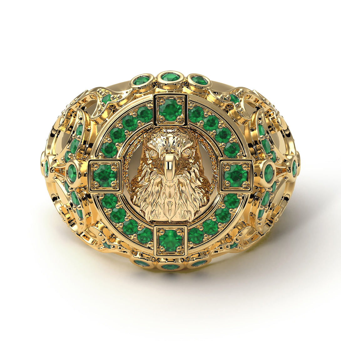 Emerald Majestic Eagle Men’s Fashion Ring - Caleb No. 4