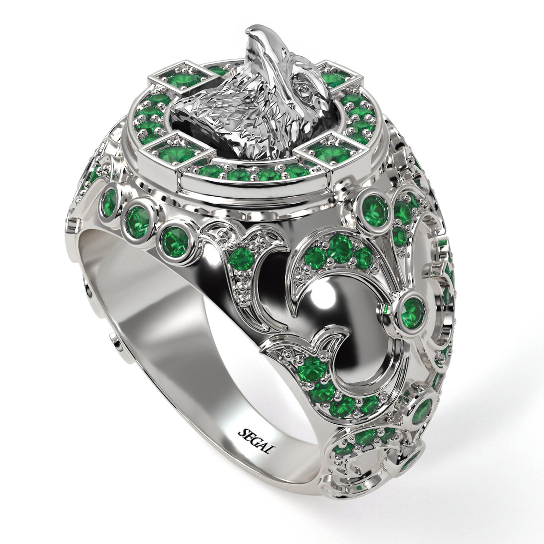 Emerald Majestic Eagle Men’s Fashion Ring - Caleb No. 6