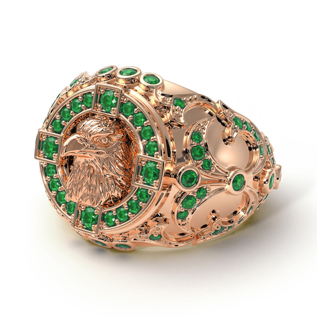 Emerald Majestic Eagle Men’s Fashion Ring - Caleb No. 5