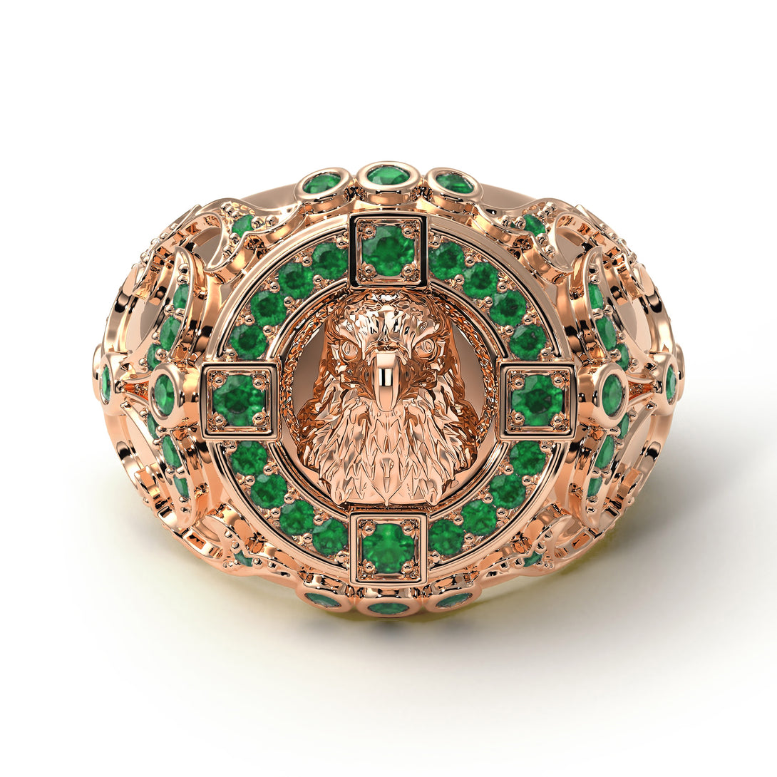 Emerald Majestic Eagle Men’s Fashion Ring - Caleb No. 5