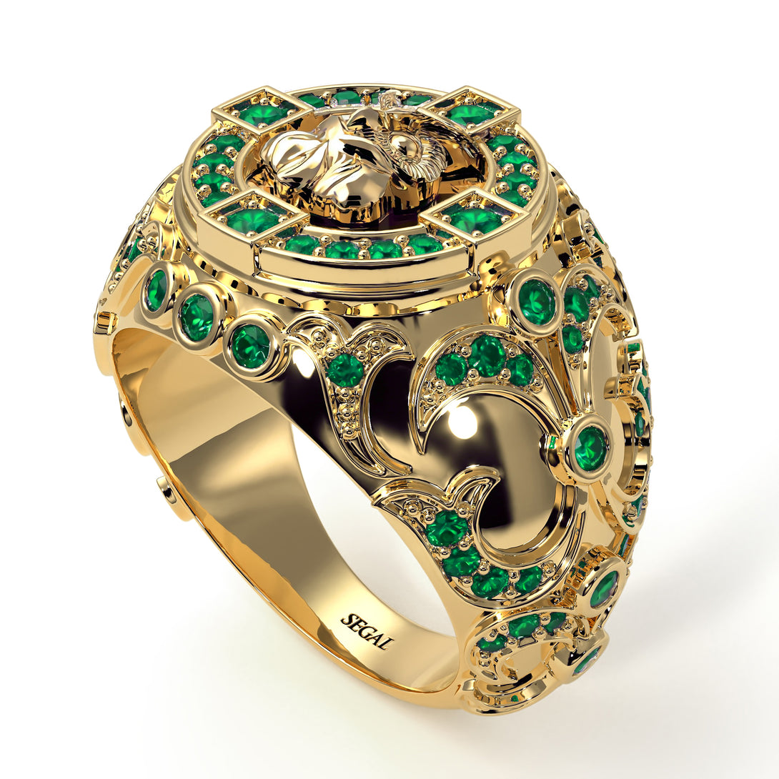 Emerald Owl Gold Men's Fashion Ring - Adrian No. 4