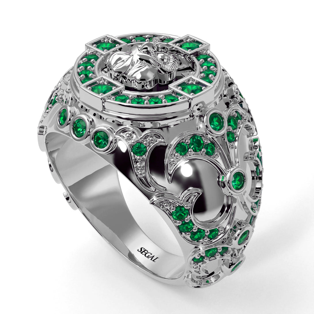 Emerald Owl Gold Men's Fashion Ring - Adrian No. 6
