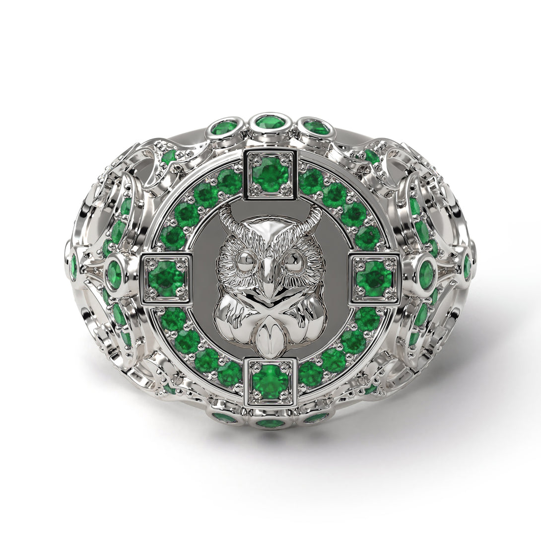 Emerald Owl Gold Men's Fashion Ring - Adrian No. 6
