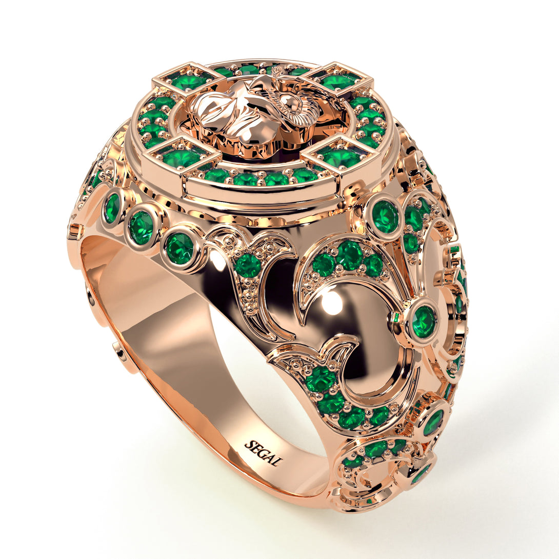 Emerald Owl Gold Men's Fashion Ring - Adrian No. 5