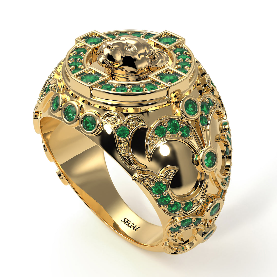 Emerald Puma Gold Men's Fashion Ring - Santiago No. 4