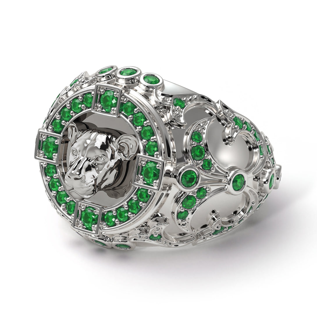 Emerald Puma Gold Men's Fashion Ring - Santiago No. 6