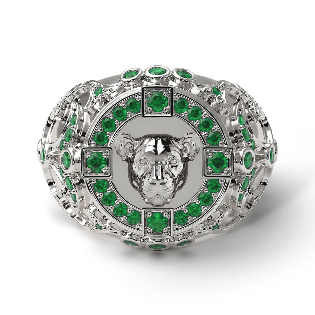 Emerald Puma Gold Men's Fashion Ring - Santiago No. 6