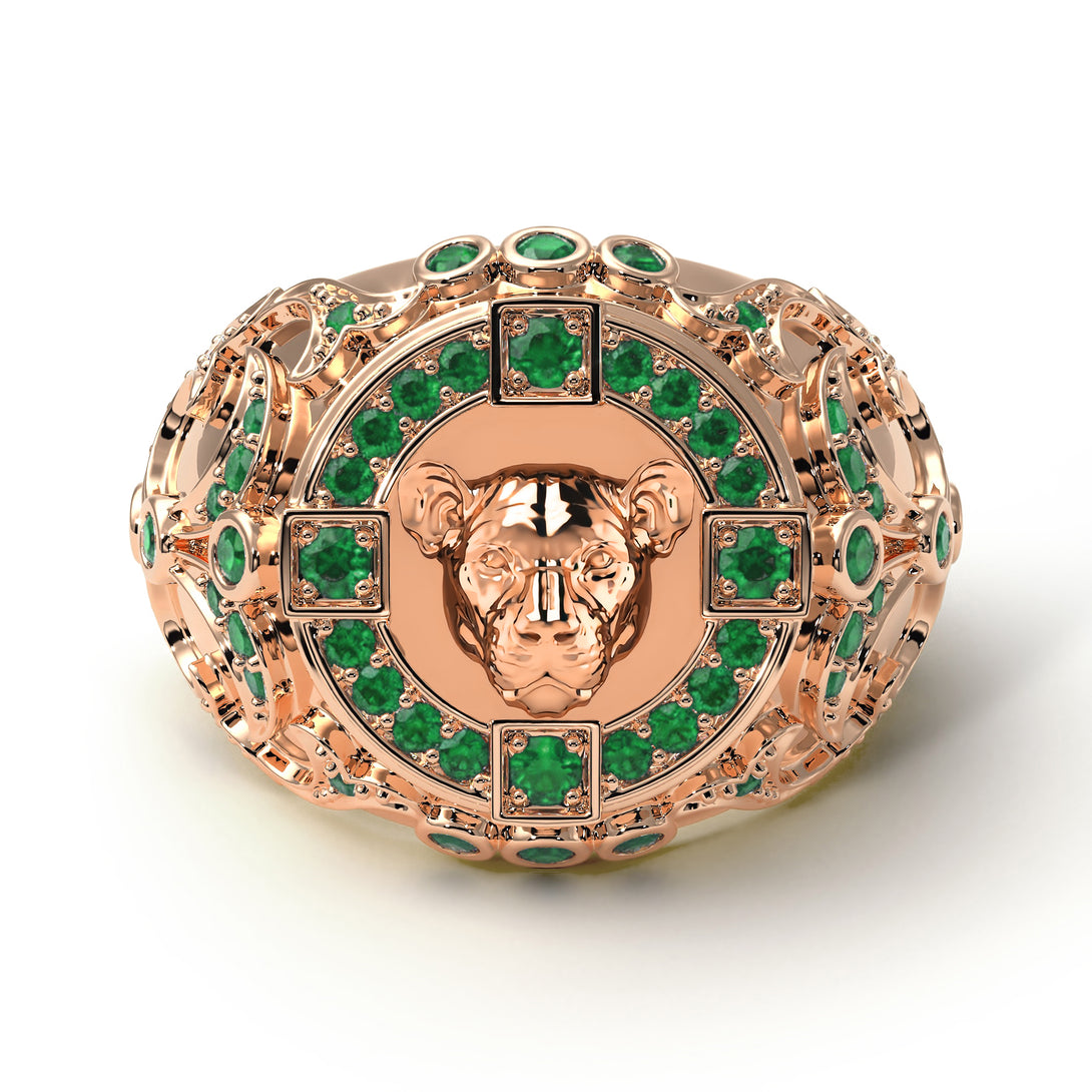 Emerald Puma Gold Men's Fashion Ring - Santiago No. 5