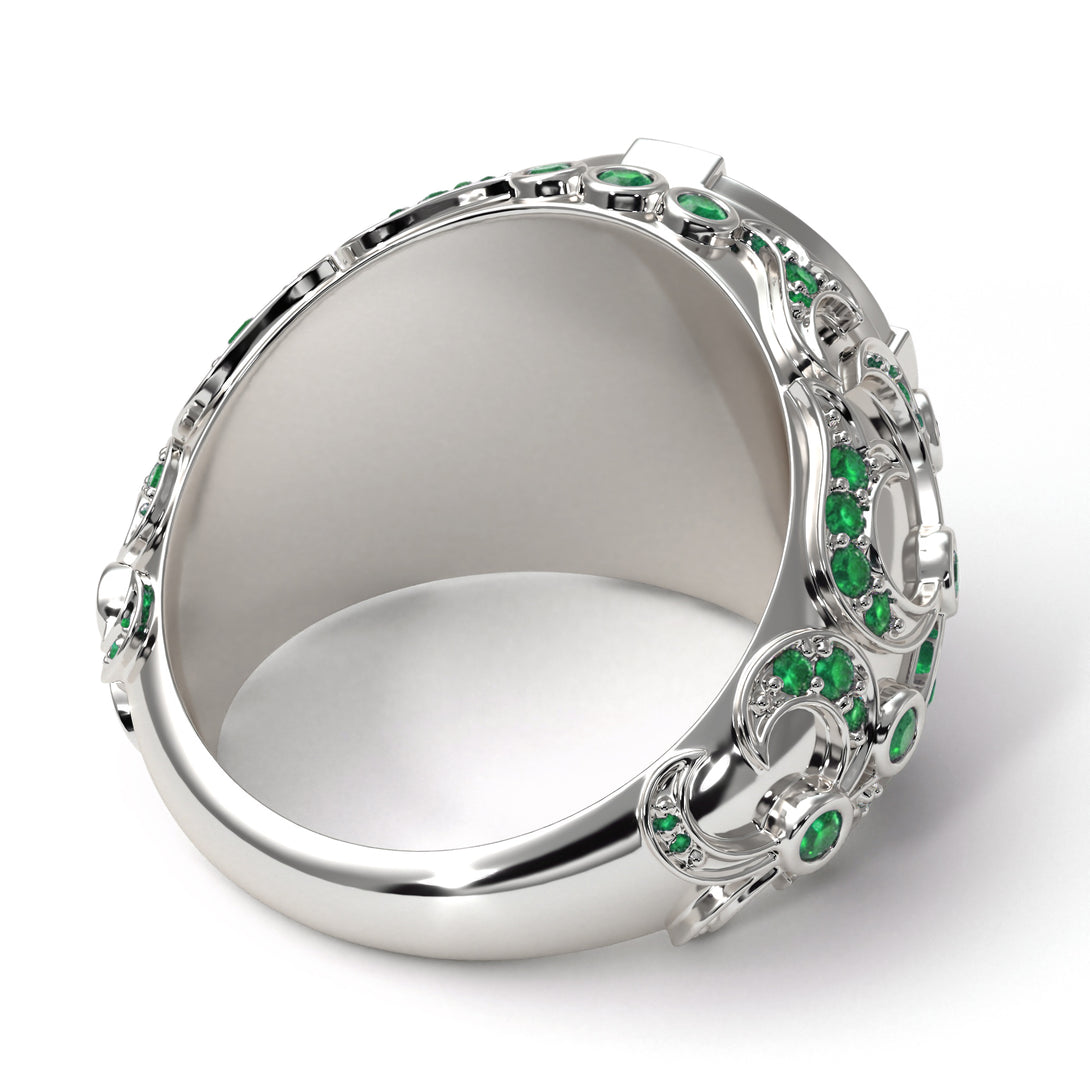 Emerald Raven Gold Men's Fashion Ring - Nolan No. 6