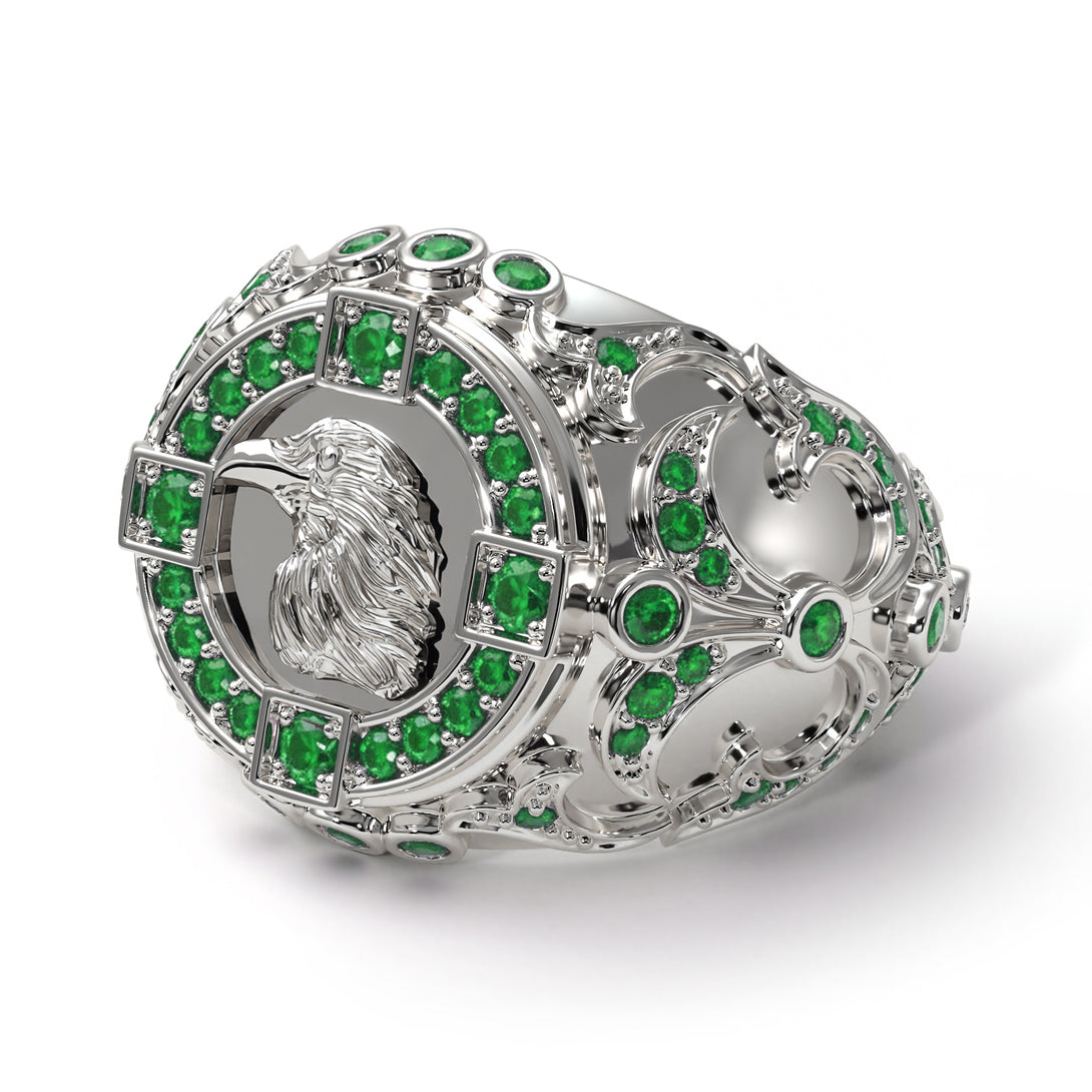 Emerald Raven Gold Men's Fashion Ring - Nolan No. 6