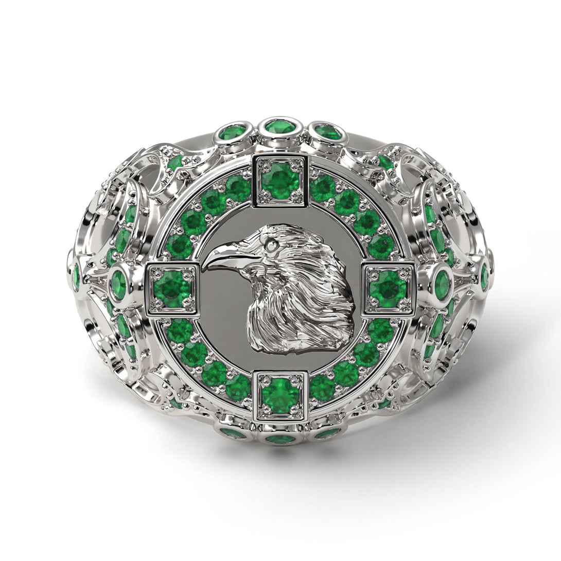 Emerald Raven Gold Men's Fashion Ring - Nolan No. 6