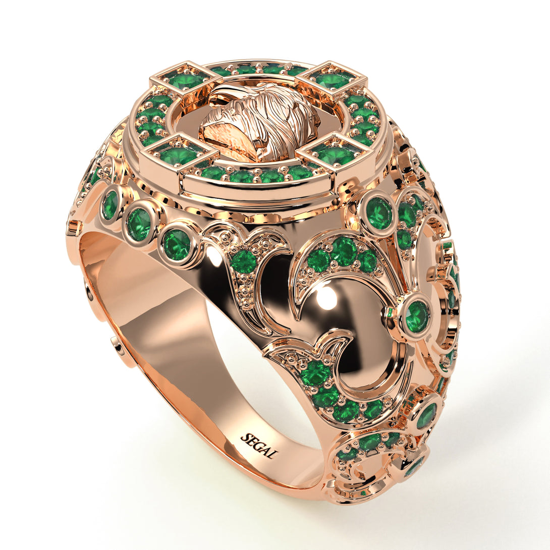 Emerald Raven Gold Men's Fashion Ring - Nolan No. 5