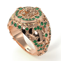 Emerald Royal Lion Men Signet Ring - Terry No. 5 image 1