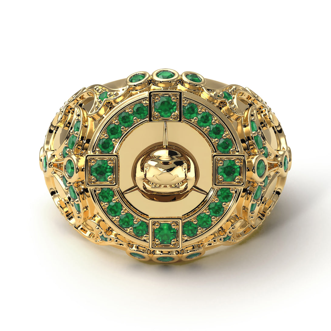 Emerald Shark Gold Men's Fashion Ring - Ryan No. 4