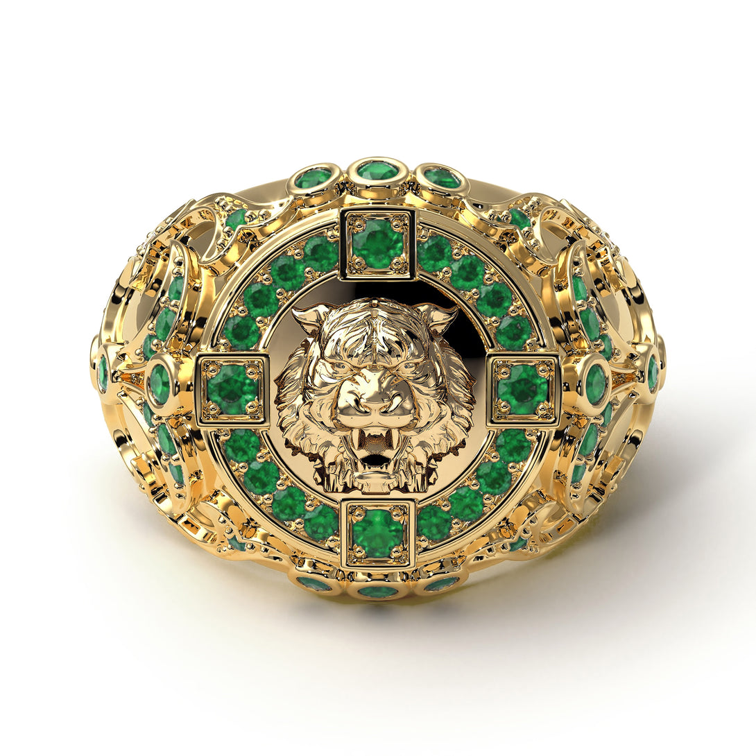 Emerald Tiger Gold Men's Fashion Ring - Landon No. 4