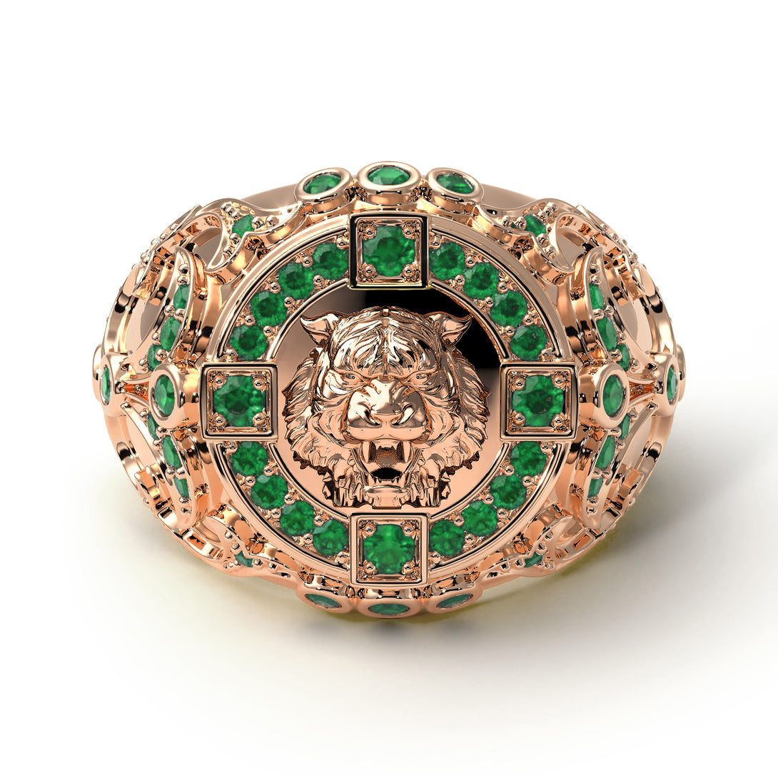 Emerald Tiger Gold Men's Fashion Ring - Landon No. 5