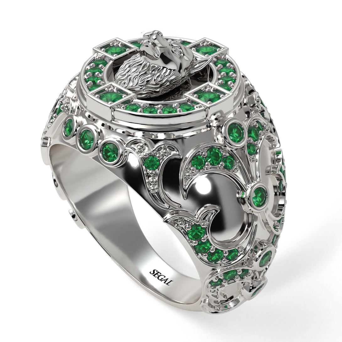 Emerald Wolf Gold Men's Fashion Ring - Eli No. 6