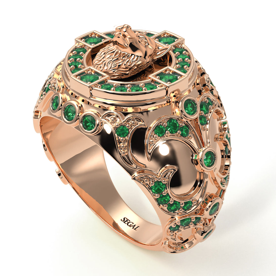 Emerald Wolf Gold Men's Fashion Ring - Eli No. 5