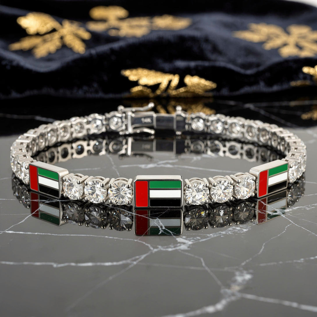 Diamond Tennis Bracelet with United Arab Emirates Flag no. 3