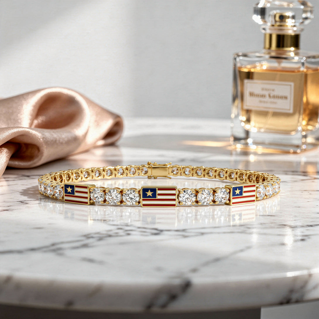 Diamond Tennis Bracelet with United States Flag no. 1
