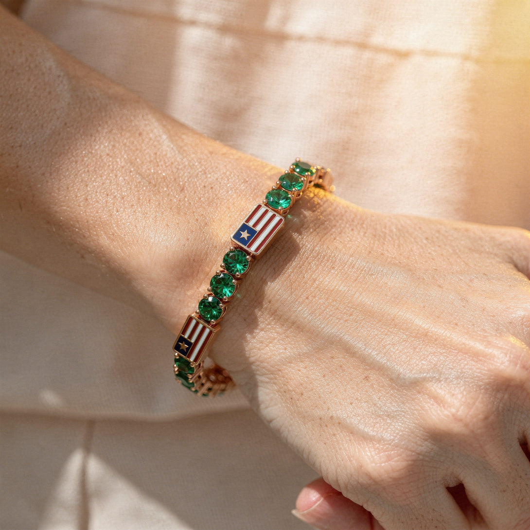 Emerald Tennis Bracelet with United States Flag no. 5
